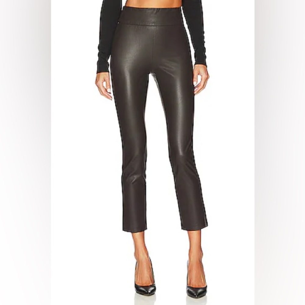 Brochu Walker Juniper Stretch Crop Timber Brown Vegan Faux Leather Pants EUC M